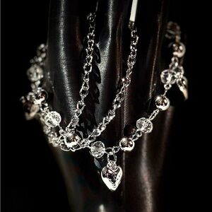 Elegant Silver Heart Charm Bracelet